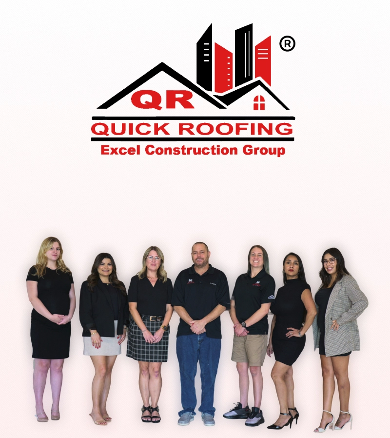 Quick Roofing Admin Team collaborating in a professional environment